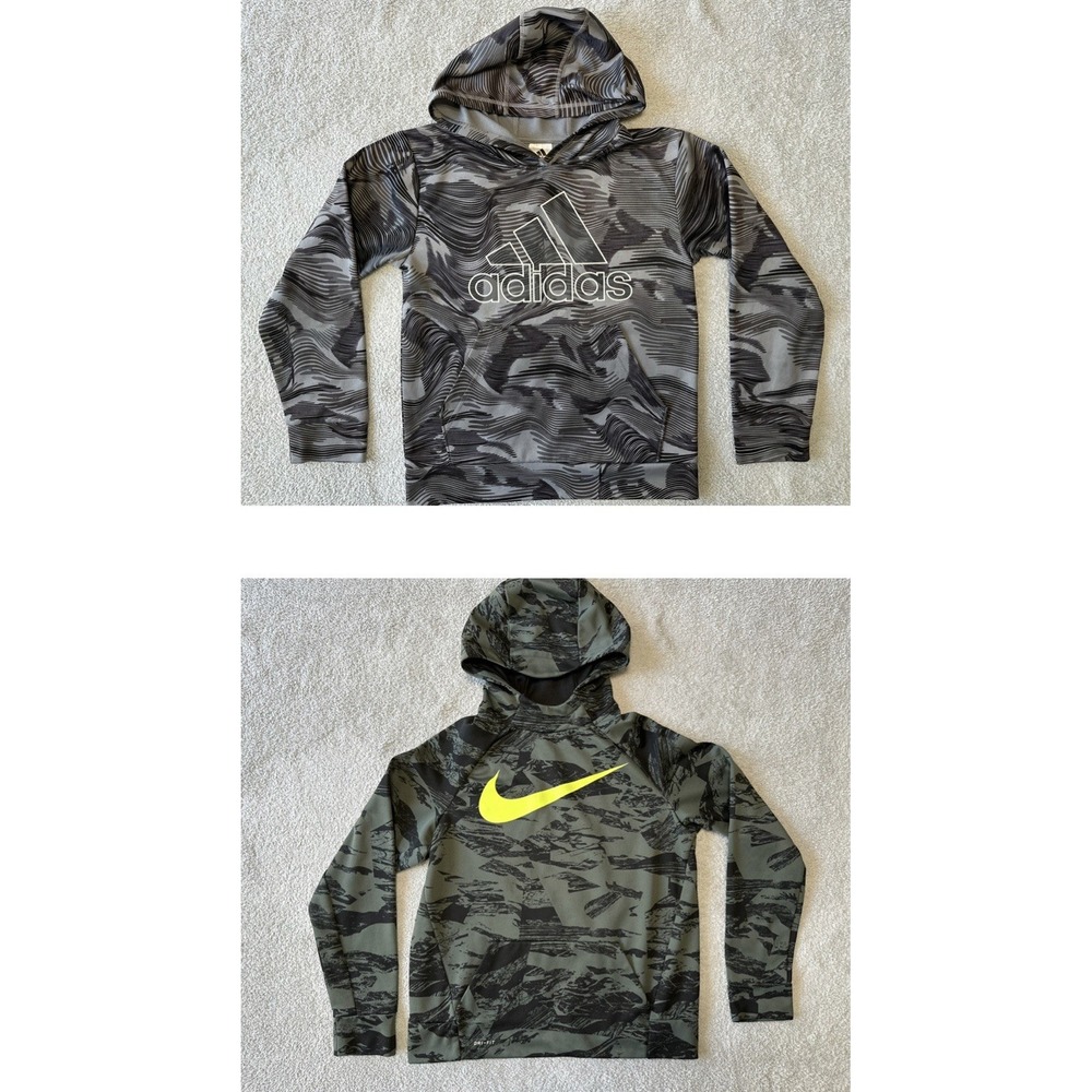 Adidas And Nike Hooded Pullover Sweatshirt Boys Size Medium And X-Large LOT OF 2